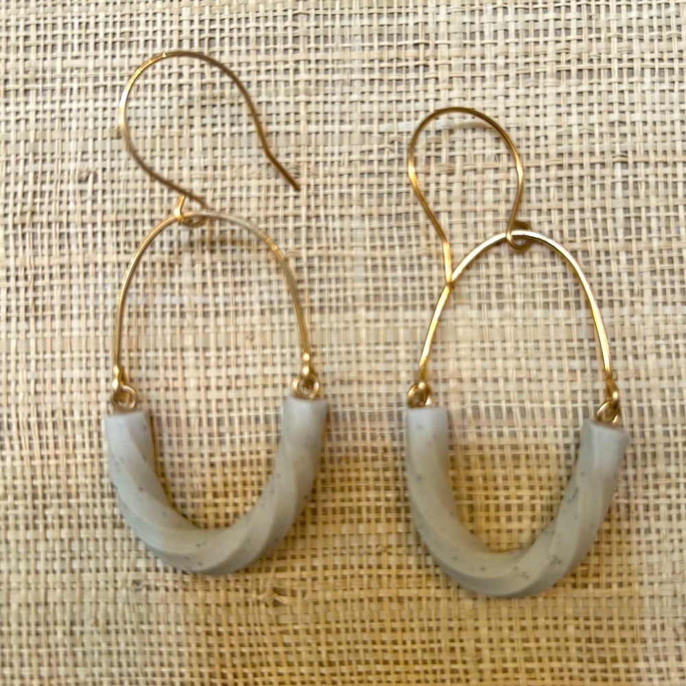 COPY - Earrings clayhoops,hammered 14k gold fill metal and polymer clay.